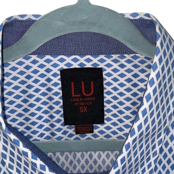 UO Linea Uomo Mens short sleeve‎ casual shirt with geometric pattern - Picture 2 of 3